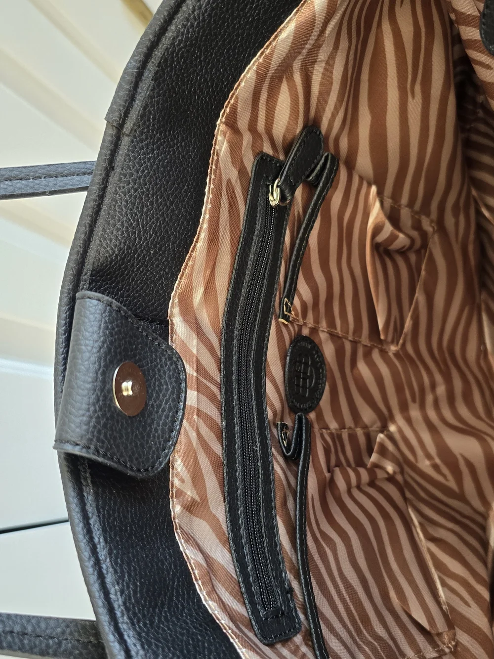 Dana Buchman Black Tote with Pink, Teal & Cream Stripes